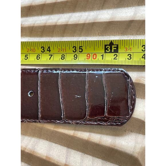 Womens Genuine Leather Reptile Print Wide Belt Espresso Brown Size M/L main image 4